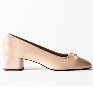 Zara NWT Beige/Cream Leather Block Heel Shoes